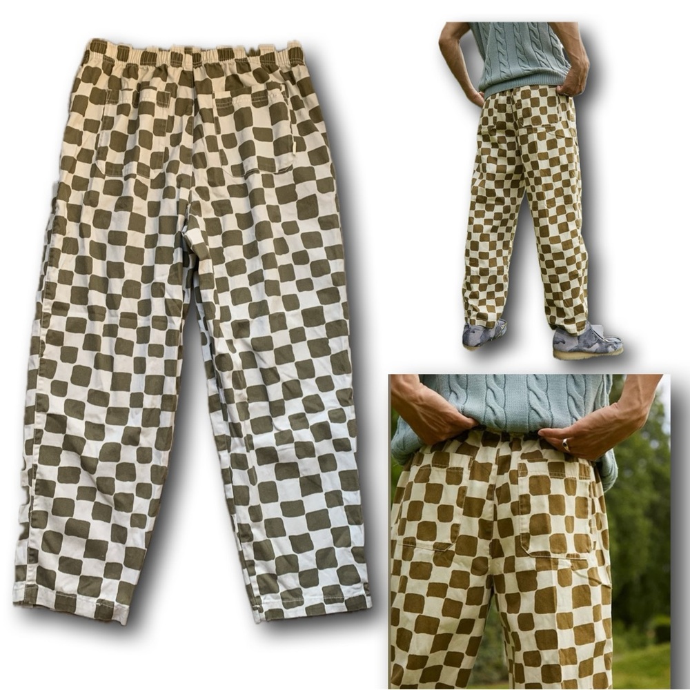 Urban Outfitters Khaki Checkerboard Beach Pants Size-Xl - Picture 2 of 10
